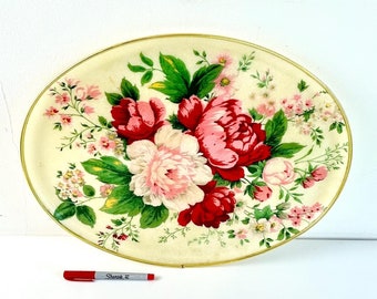 Large Keswick Tray Roses and Peonies c1960s Fibreglass Mid Century