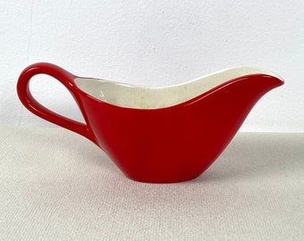 Crown Clarence Staffordshire Bright Red Gravy Boat 1950s Mid Century