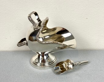 Silver Plated Sugar Scuttle with Original Scoop c1930s Good Plate Condition