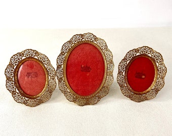 3x Oval Gold Elsinore Coloured Filigree Gold Picture Frames Danish 1950s listing is for all three.