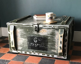 Vintage Military Trunk Coffee table Army storage chest