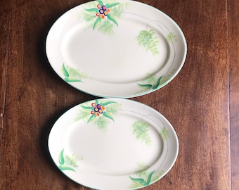 Pair of Hand Painted Platters / large plates by Gibsons Earthenware c.1930s Vintage Kitchen