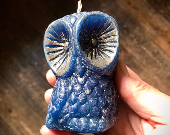 1960s Quirky Candle Blue Owl Vintage retro