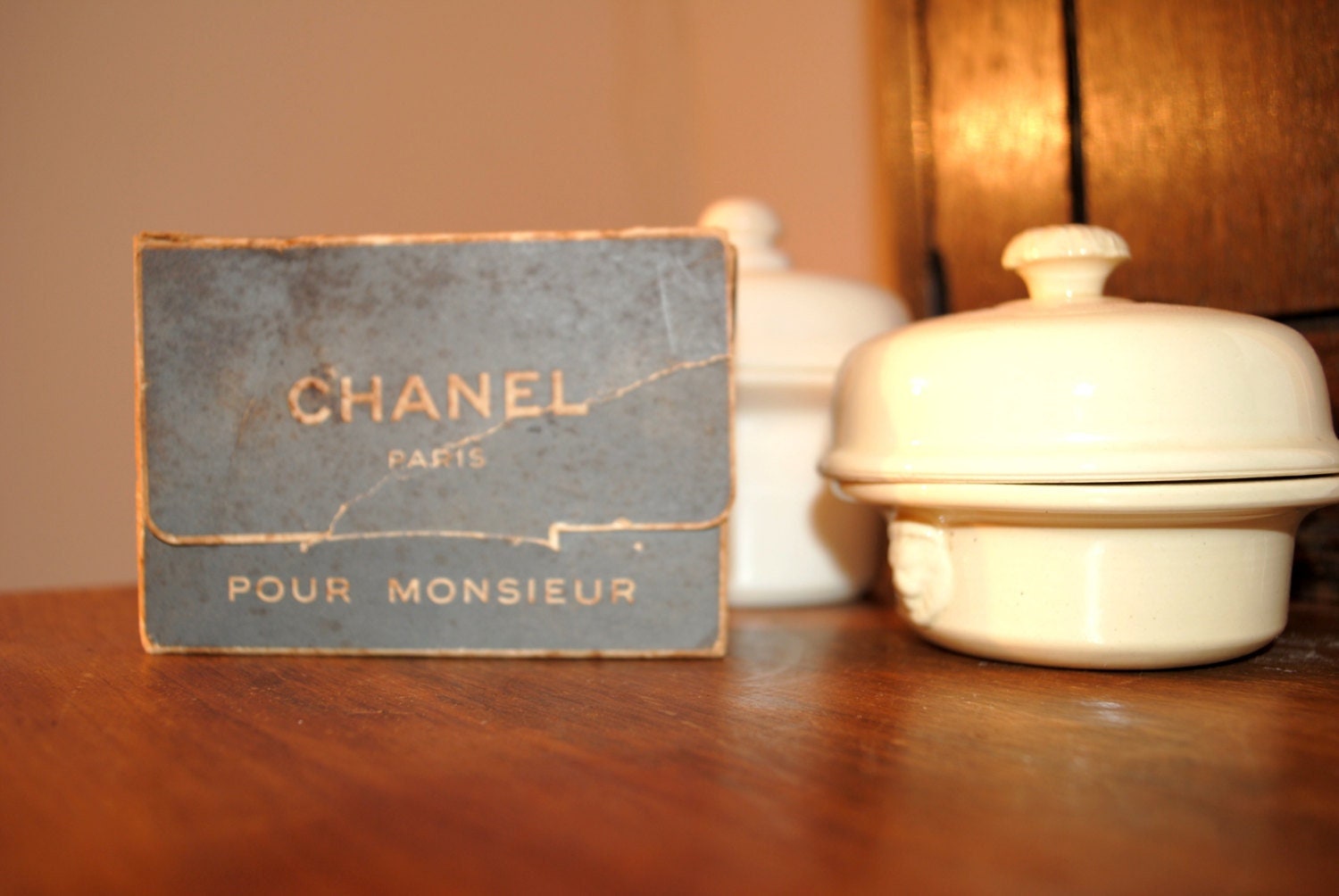Vintage Chanel 1950's Rarebox set Pour Monsieur Parfum perfume Aftershave bottles Empty!