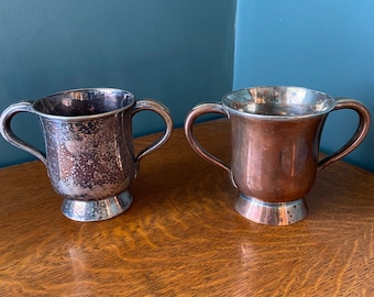 Pair of Copper Pint Tankards/ Loving Cups twin handles c1850-60s By Askew and Needham Antique