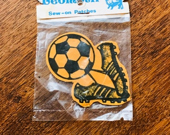 New old stock 1970s Football vintage clothing patch footie boots football English