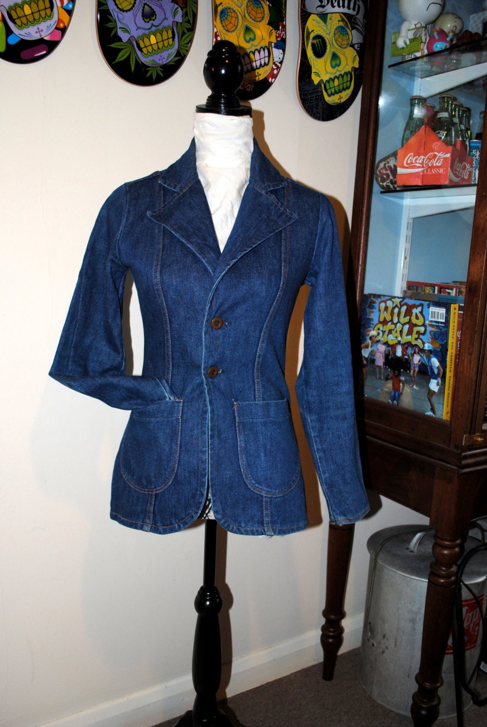 Image of American Made S Wrangler Denim Ladys Cut Fitted Blazer, Jacket