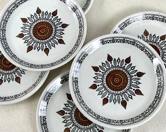 Full Set of 6 Vintage Biltons stoneware Side Plates Staffordshire England c1960s/70s