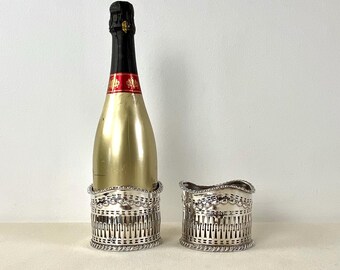 Pair of Heavy Sliver Plate Vintage Georgian style wine coasters in the Neoclassical style c1940s