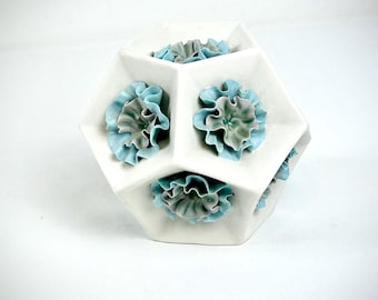 Chessell Porcelain hexagonal flowered sculpture 1970s Isle of Wight Pottery