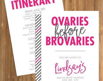 Ovaries Before Brovaries Bachelorette Party Invitation (Digital or Printed)