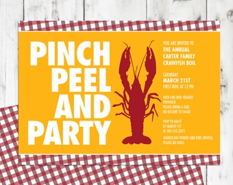 Personalized Crawfish Boil Invitation – Southern Gingham Party (Digital or Printed)