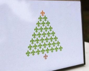 Fleur de Lis Christmas Tree Pack of 10 Louisiana Christmas Cards