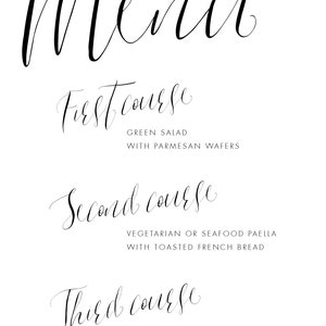 Calligraphy Style Wedding Invitation Personalized, DIGITAL OR PRINTED black and white, simple, classic, elegant wedding invites image 6