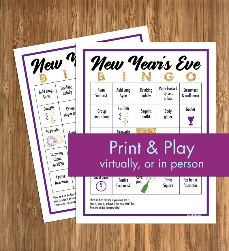 New Years Eve Bingo DIGITAL DOWNLOAD 20 Cards New Years - Etsy