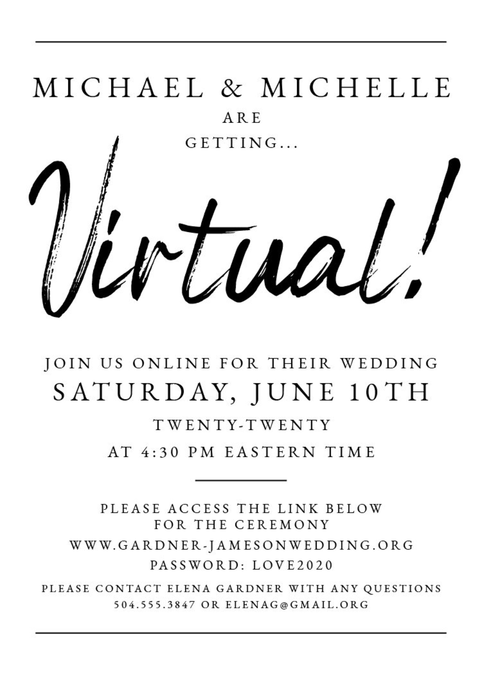 Virtual Wedding Invitation / Online Wedding Invitation Etsy
