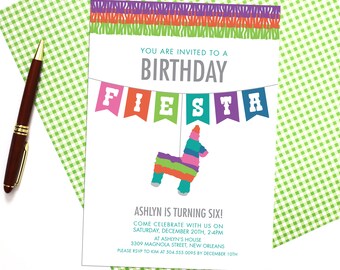 Fiesta Birthday Party Invitation - Personalized, DIGITAL OR PRINTED - pinata bday invite, feliz cumpleanos, baby shower invitation template