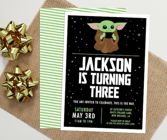 Baby Yoda Mandalorian Birthday Party Invitation - Etsy