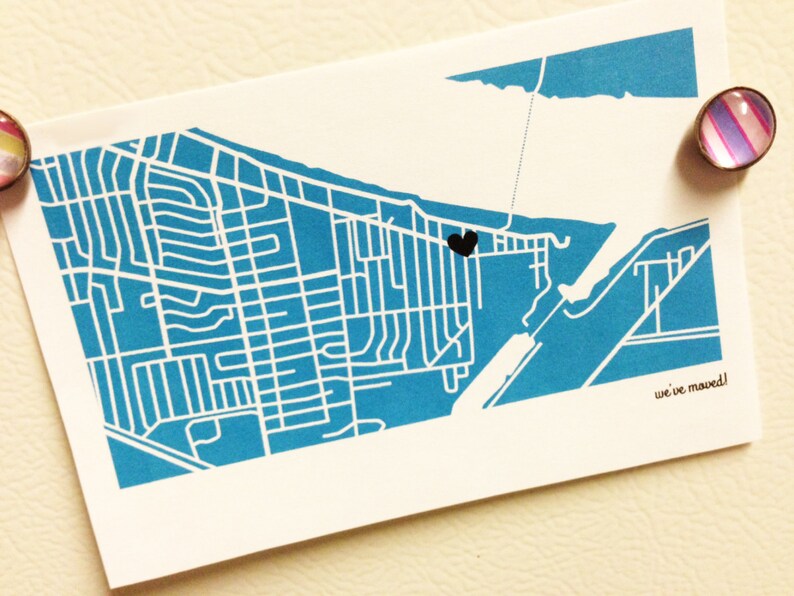 Custom Map Moving Announcements DIGITAL, Printable Weve Moved Postcards