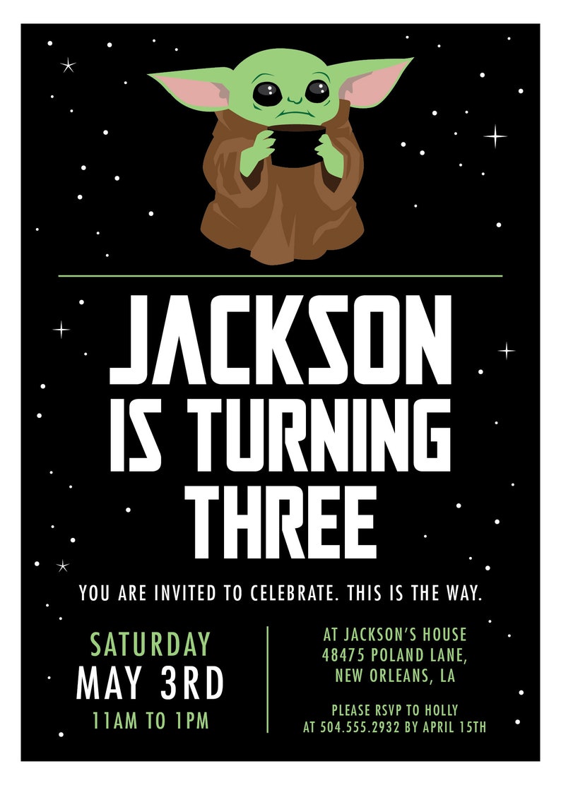Build a baby yoda free printable! Baby Yoda Mandalorian Birthday Party Invitation - Etsy