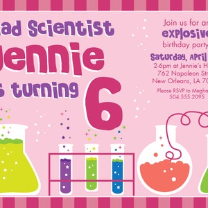 Science Birthday Party Invitation Personalized, Printable Mad Scientist ...