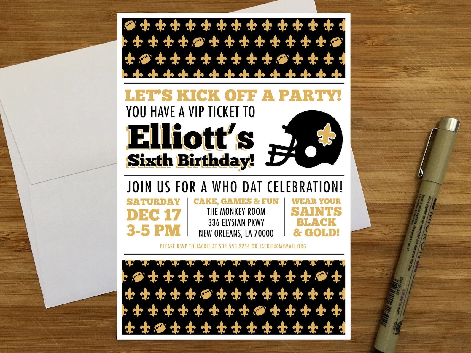 New Orleans Saints Birthday Party Invitation Personalized | Etsy