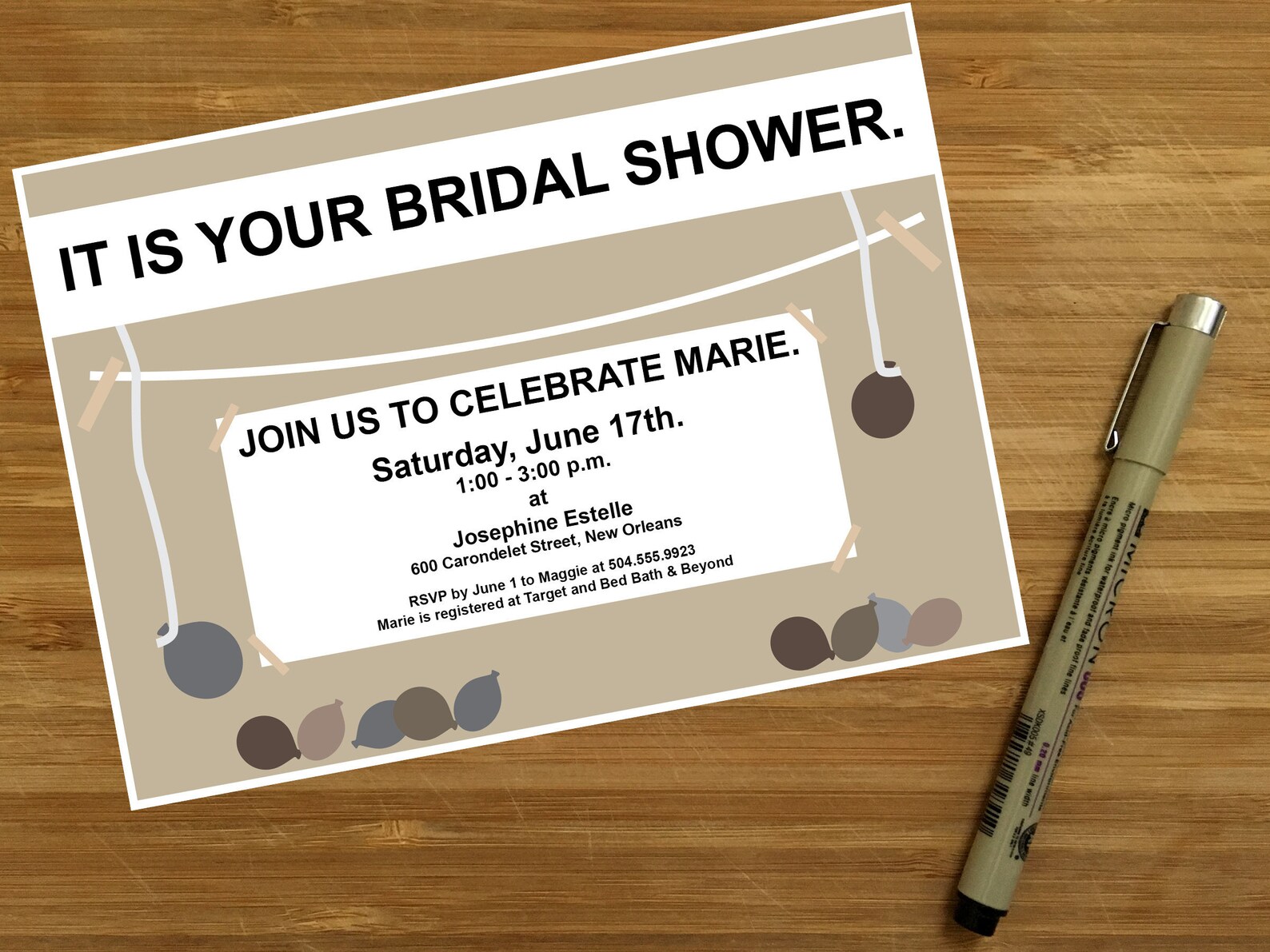 The Office Inspired Bridal Shower Invitation - Dunder Mifflin Balloons ...
