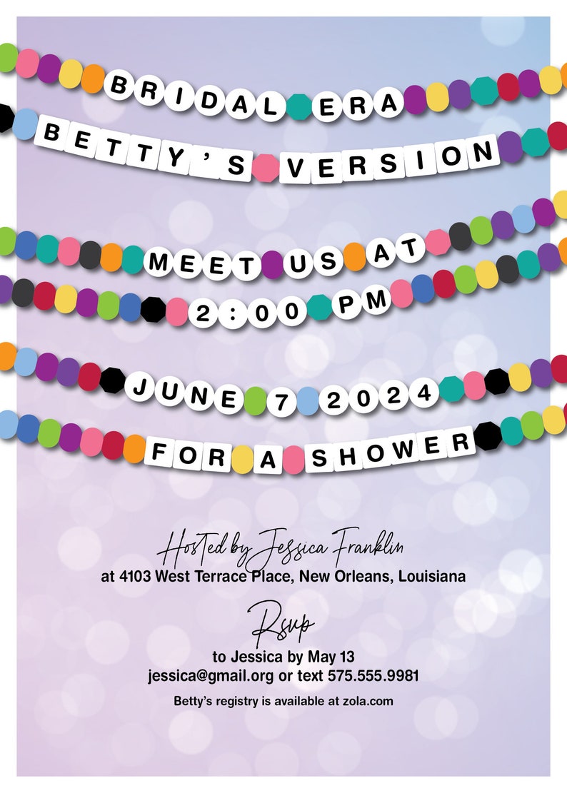 Taylor Swift Inspired Bridal Shower Invitation, Friendship Bracelets