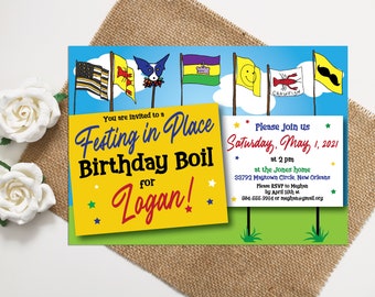 New Orleans Jazz Fest Birthday Invitation: Crawfish Boil, Music Theme (Digital or Printed)