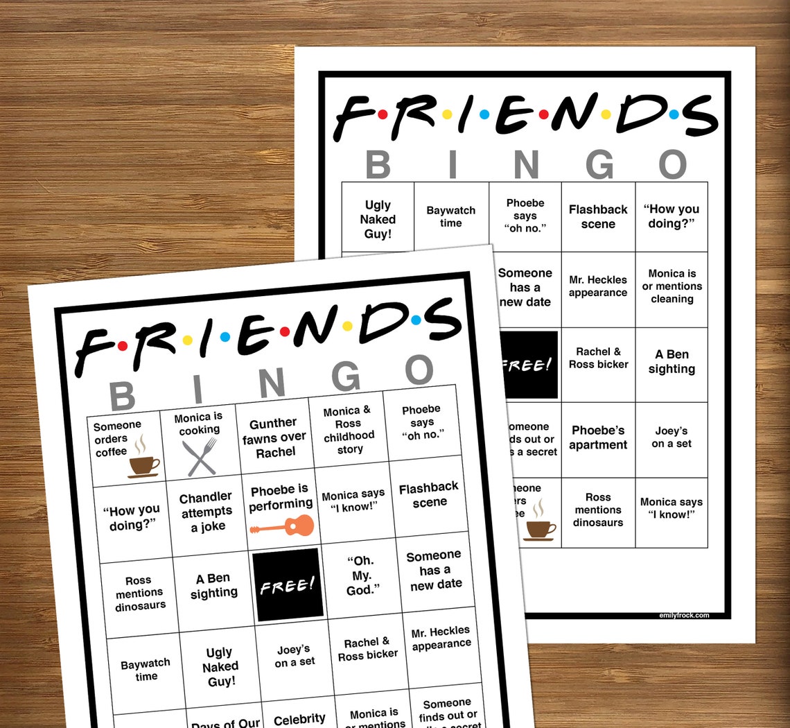 Friends Bingo / Friends Tvshow Game DIGITAL DOWNLOAD Etsy