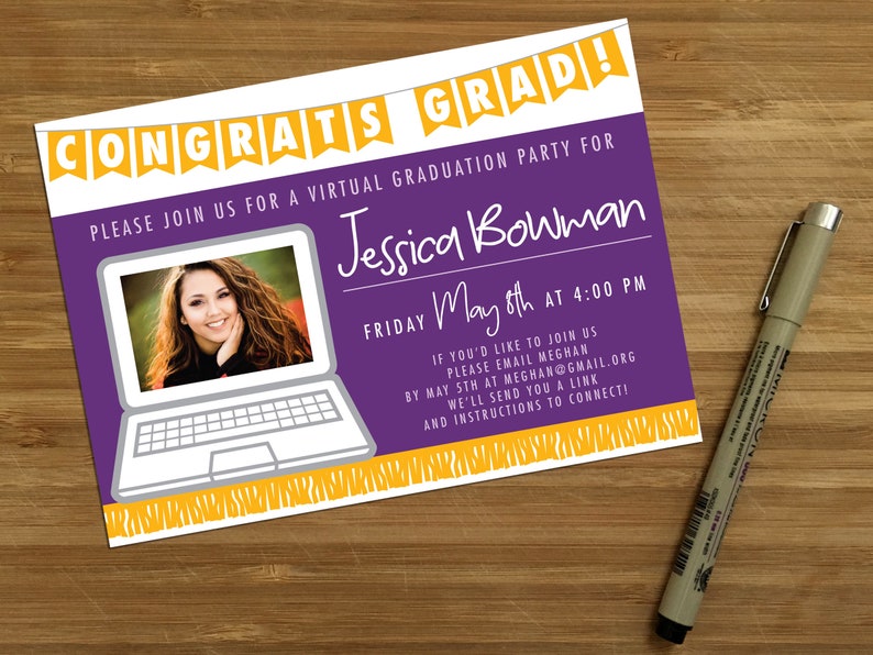 Virtual Graduation Invitation / Online Grad Party Invite Etsy