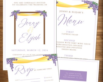 Chuppah Wedding Invitation - Floral Garden Party, Elegant Invite (Digital or Printed)