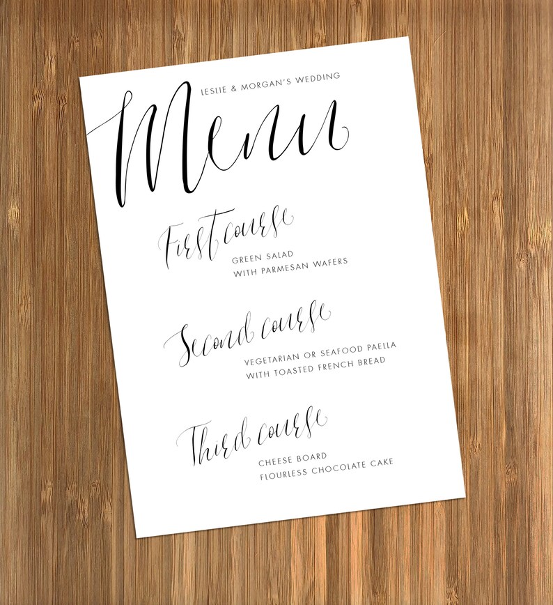 Calligraphy Style Wedding Invitation Personalized, DIGITAL OR PRINTED black and white, simple, classic, elegant wedding invites image 4