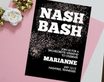 Nash Bash Bachelorette Party Invitation: Rose Gold Glitter (Digital or Printed)