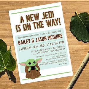 Grogu inspirierte Babypartyeinladung - Mandalorian, StarWar (digital oder gedruckt)