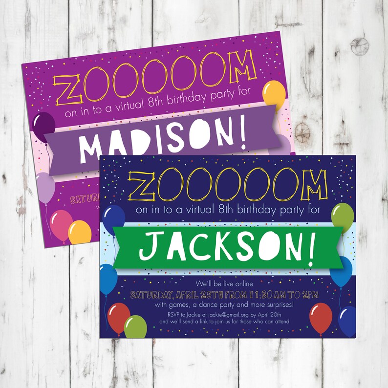 Virtual Birthday Invitation / Zoom Birthday Party Invite Etsy