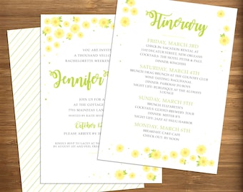 Gilmore Theme Bachelorette Party Invitation – Thousand Yellow Daisies, Itinerary (Digital or Printed)