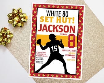 KC Chiefs Birthday Invitation – Red and Gold Football (Digital or Printed)