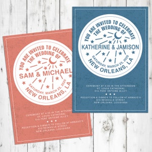 New Orleans Water Meter Wedding Invitations - Personalized, DIGITAL OR PRINTED - Nola theme wedding, destination wedding, crescent city