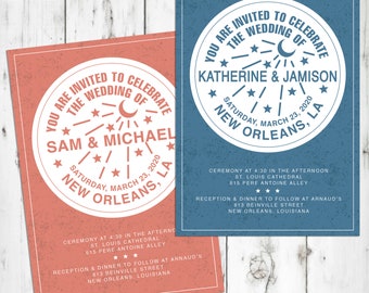 New Orleans Water Meter Wedding Invitations - Personalized, DIGITAL OR PRINTED - Nola theme wedding, destination wedding, crescent city