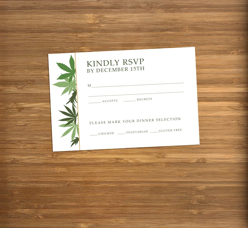 Cannabis Friendly Wedding Invitation Personalized, DIGITAL OR PRINTED weed, smoker party invites, 420 cannabis theme, weeding invitation image 3