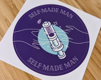 SELF MADE MAN | 3" Round Vinyl Sticker | Trans Man lgbtq+ Pride Sticker