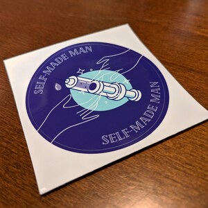 SELF MADE MAN 3 Round Vinyl Sticker Trans Man lgbtq Pride Sticker image 4