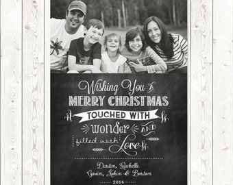 Photo Christmas Card Downloadable Personalized Christmas Card Chalkboard Family Holiday Card Gift