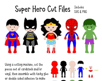 Pliki do cięcia inspirowane superbohaterami, Superbohater SVG, Clip Art Superbohater, Lalki papierowe superbohaterów, Lalki papierowe Cricut, Lalki inspirowane superbohaterami