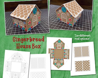 Christmas Gift Box, Gingerbread House Box, Printable Christmas Gift Box, Printable Gingerbread House Box, Coloring Gingerbread House, Kids