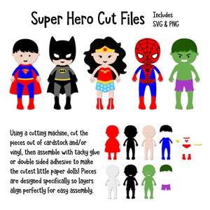 Superheld Inspiriert Schnitt Dateien, Superheld SVG, Superheld ClipArt, Superheld Papierpuppen, Cricut Papierpuppen, Superheld Inspiriert Puppen