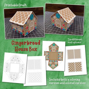 Weihnachtsgeschenkbox, Lebkuchenhaus Box, Druckbare Weihnachtsgeschenkbox, druckbare Lebkuchenhausbox, Malen Lebkuchenhaus, Kinder