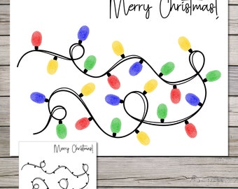 Christmas Fingerprint Art, Fingerprint Craft, Christmas Kids Craft, Fingerprint Printable, Fingerprint Craft, Fingerprint Christmas Lights
