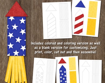 Firework Craft, Fourth of July Craft, Fireworks Kids Craft, Build a Firework, American Craft, 4th of July Fireworks, Printable Holiday Craft
